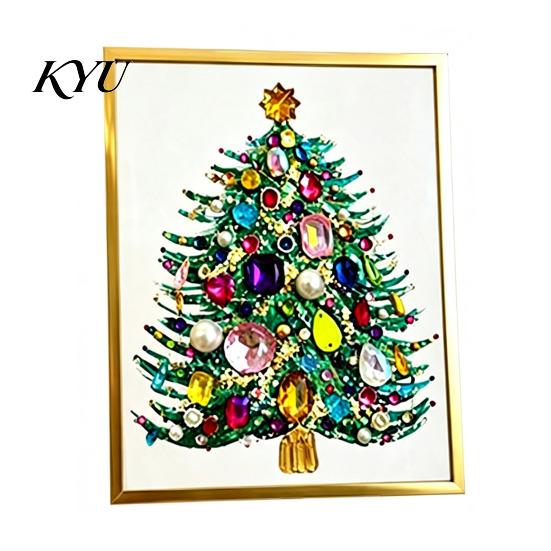 Creative Christmas Gift for Family DIY Faux Crystal Beaded Painting Tree Kit, Sparkling Holiday Artistic Gemstone Set Craft Set, 3D Gem Beads