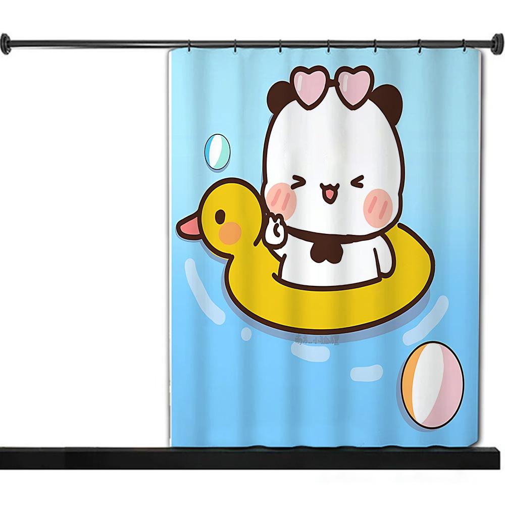 Shower Curtain Waterproof Polyester Fabric Paint Colorful Cartoon Q-Quarto B-Bubu Bath Curtains Home Bathroom Decor With Hook