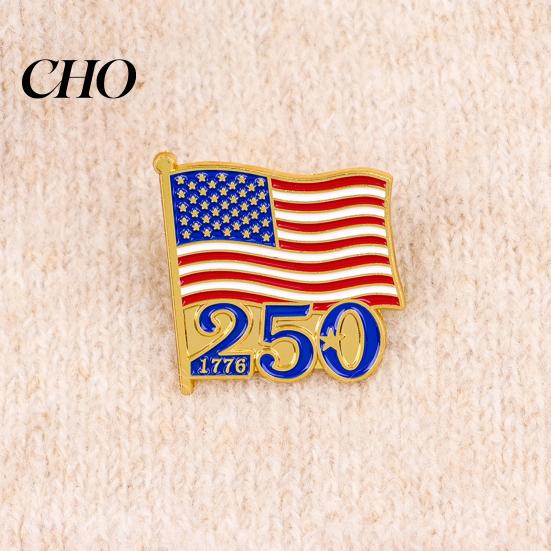 Decorative Brooch For Women Liberty 250th Anniversary Commemorative Pin, American Flag Patriotic Lapel Brooch, Artistic Accessory Metal 250