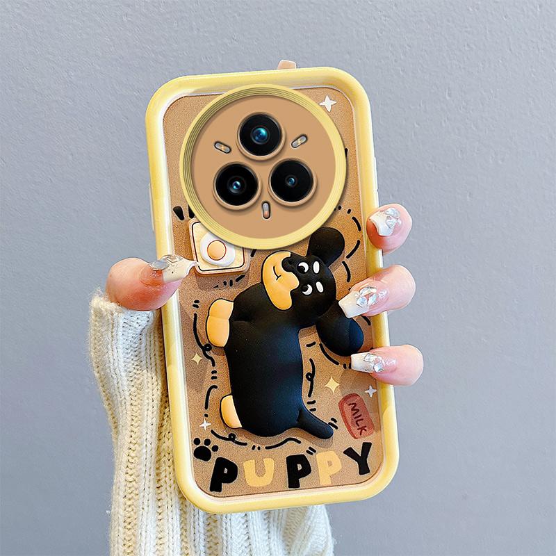 KEYSION Shockproof Case for Realme 14 Pro 5G with Lanyard Soft Silicone Cute 3D Cartoon Doll Phone Cover for OPPO Realme 14 Pro+ 5G