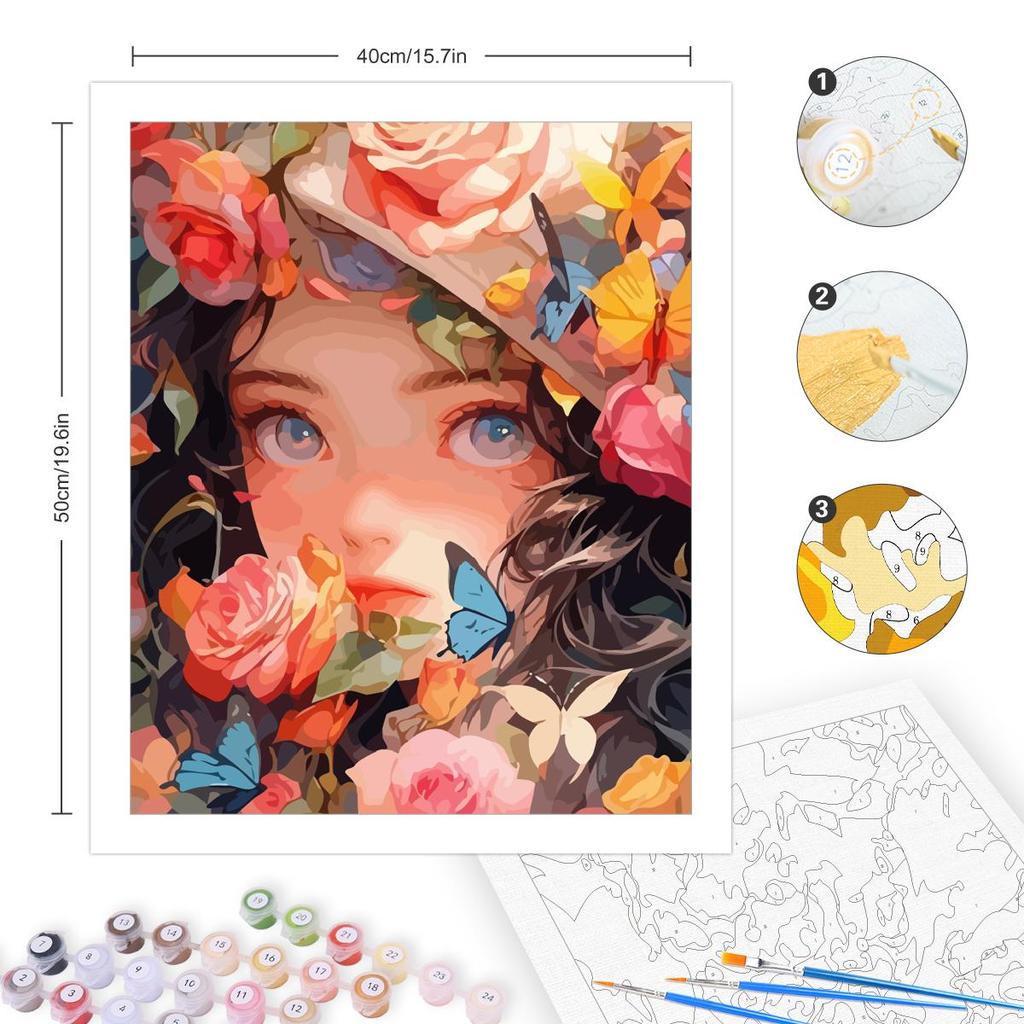 RUOPOTY Рамка для рисования по номерам для взрослых, наборы для начинающих, рисунок для девочек с героями мультфильмов, картина по номерам, настенное искусство, подарок «сделай сам»