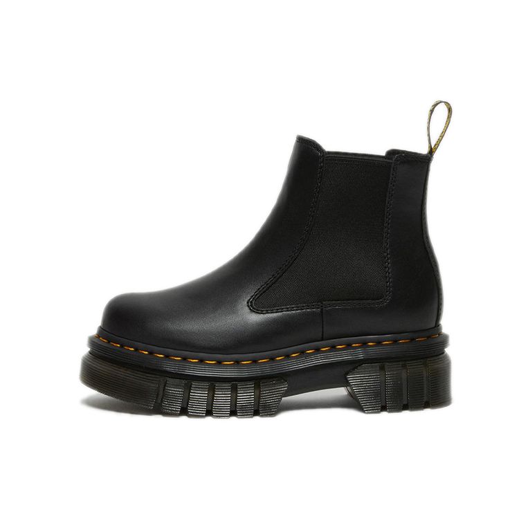 Dr. Martens Audrick Leather Round Toe Slip-On Short Chelsea Boots Unisex Boots Charcoal-Black 27148001