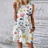 Women's Casual And Fashionable Round-neck Sleeveless Printing Mid Length Dress
