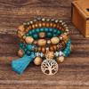 Fashion Bohemian Layered Beaded Bracelets Elastic Ethnic Bracelets for Women Female Bangle Bracelet