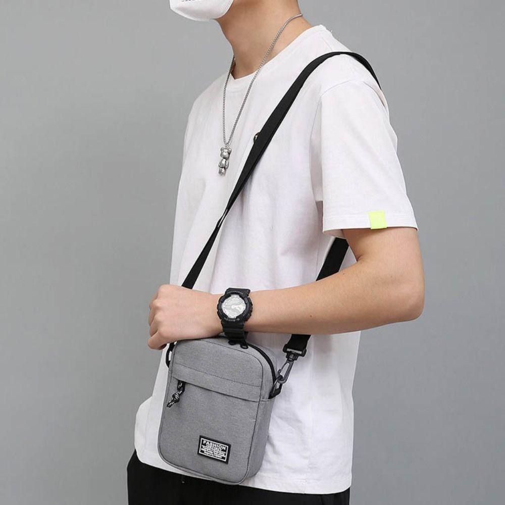 Solid Color Men's Crossbody Bag Lightweight Small Square Bag Business Shoulder Bag Men