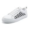 2025 New Grid Men Leather Board Shoes Summer Lightweight Breathable Flats Casual Shoes Fashion White Hot Sale Man Sneakers Tenis