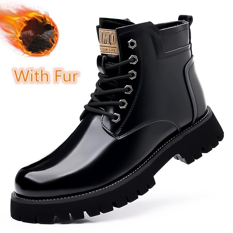Мужская обувь, модные кожаные мужские высокие ботинки, на шнуровке, мотоциклетные ботинки, мужские уличные ботинки с толстой подошвой и круглым носком, стильные ботильоны