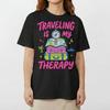 Suitcase Map Compass Heart Travel T-Shirt Traveling Is My Therapy Luggage Tee
