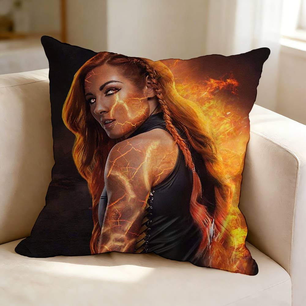 TThe Man BBecky Lynch Pillow Case Square DoubleSided Sofa Cushion Cover Bedroom Bedside Pillow