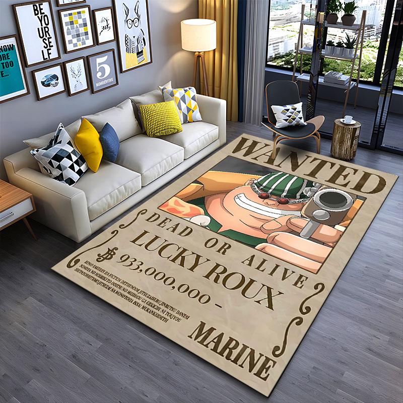 "Wanted Character Carpet Print" suitable as a non-slip mat for the living room or bedroom sofa