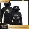 Осенне-зимние парные толстовки с капюшоном – принт «Королева и король» для мужчин и женщин