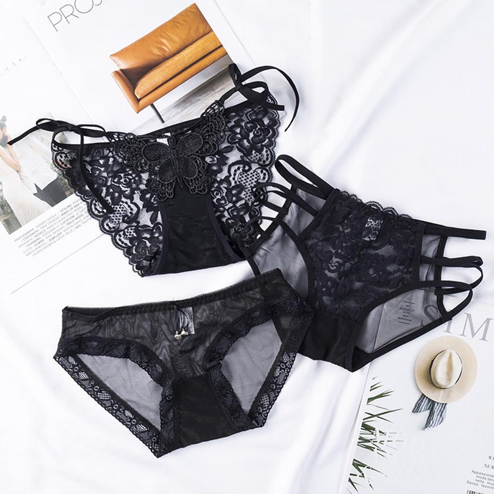 Seamless Fashion Hoolow Transparent Low waist Mesh Lingerie Sexy Briefs Lace Panties