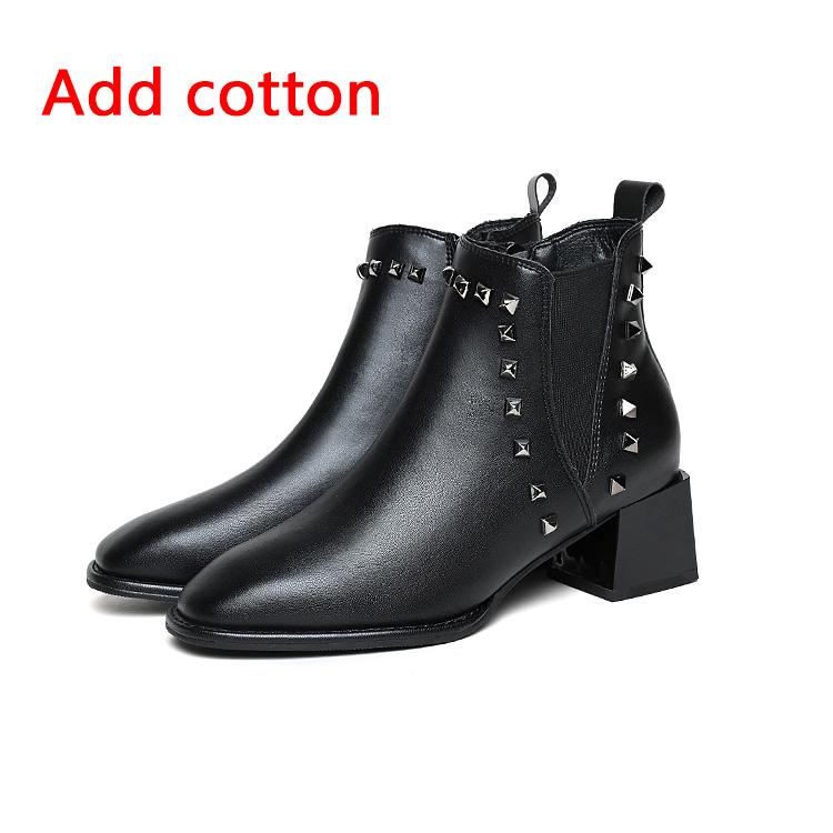 Fashion Black Cool Rivet Decoration Ankle Boots for Womens High Quality Chelsea Boots British Casual Boots Female Platform Short Boots