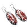 Natural Red Snakeskin Gemstone 925 Sterling Silver Jewelry Earring 2.13" T1j81