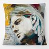 Oil Painting Kurt Cobain Rock Music Star Portrait Cushion Cover Home Decorative Sofa Throw Pillow Case