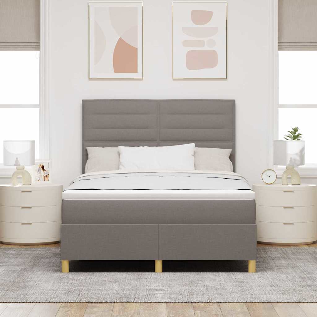Boxspring bed with headboard Taupe 160 x 200 cm Fabric