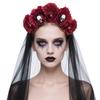 Skull Design Halloween Hair Band Girls Day of The Dead Gothic Head Hoop Flowers Headdress Costume