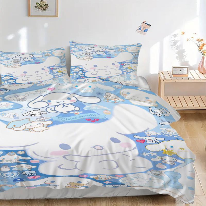 3pcs Cute Cinnamoroll Idea Design Printed Bedding Set, Soft and Comfortable Quilt Cover for Bedroom, Guest Room (1 Duvet Cover + 2 Pillowcas