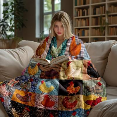 Плед с принтом «клетка», петух, фермерский дом, флисовое одеяло, винтажный принт с курицей, уютное одеяло-плед, фермерское лоскутное одеяло для дома, кровати, дивана, подарок на новоселье