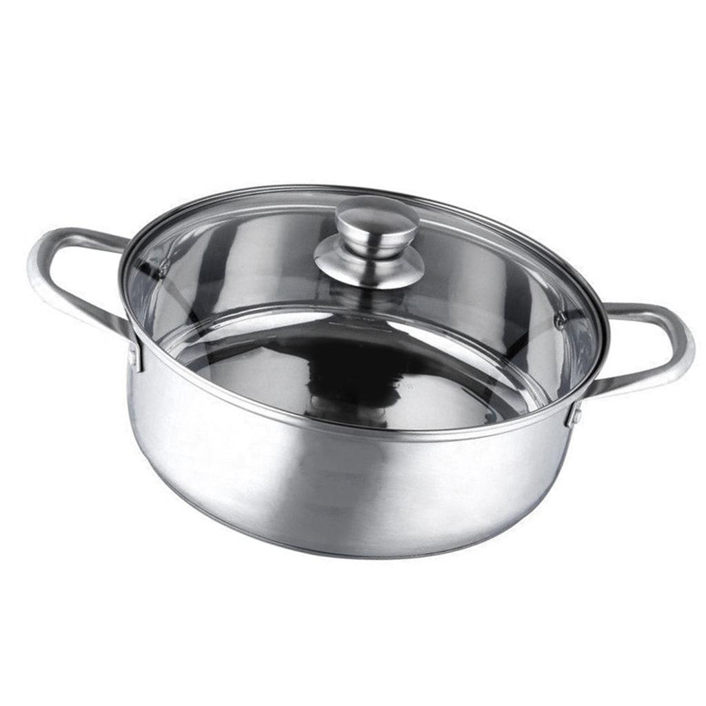 Кастрюля из нержавеющей стали с толстым дном, универсальная кастрюля из нержавеющей стали с крышкой 10,2 дюйма