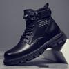 Autumn Winter Men's Boots Mid-high Top Martin Boots Casual Men's Leather Boots with Pile Thickening