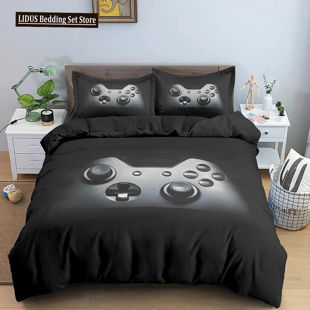 Teens Video Games Comforter Duvet Cover King Gamepad Controller Bedding Set For Kids Boys Girls Youth Game Polyester Bedding Set