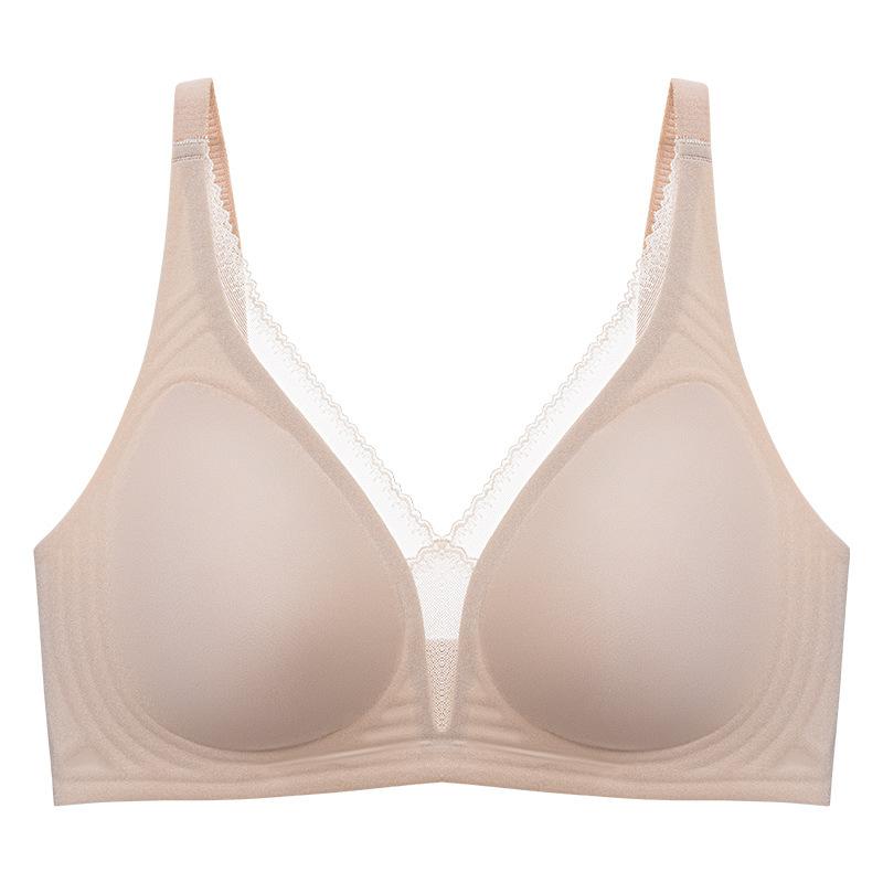 Seamless Lingerie Women's Semi-fixed Cup Gathering Bra for Breast Retraction and Anti-sagging Thin Design Without Underwire Push Up Bra