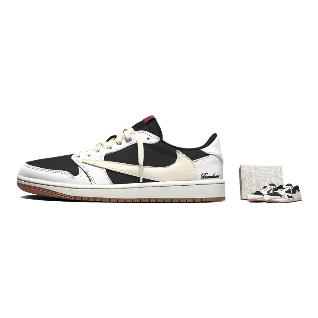 Jordan X Travis Scott Air Jordan 1 Амортизация Устойчивость к истиранию Низкие Винтажные Баскетбольные Кроссовки Унисекс Белый DZ4137-700(Команда1803-3)