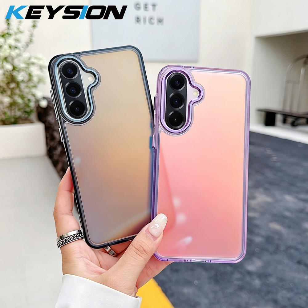KEYSION Лазерный градиентный цветной чехол для телефона Samsung A56 5G A36 A26 Мягкий ТПУ+ПК Ударопрочная задняя крышка для Galaxy A16 4G 5G
