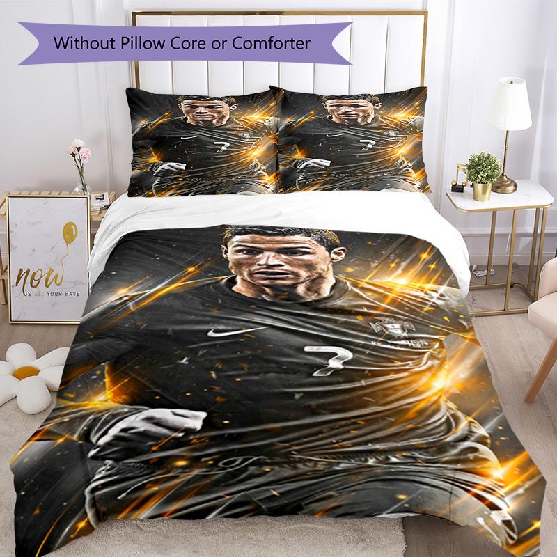 Ronaldo's Man Fireball Bedding Set, Breathable Duvet Cover with Pillowcases, Soft Bed Linen for Bedroom Home Decoration, Perfect Festival Birthday Gif