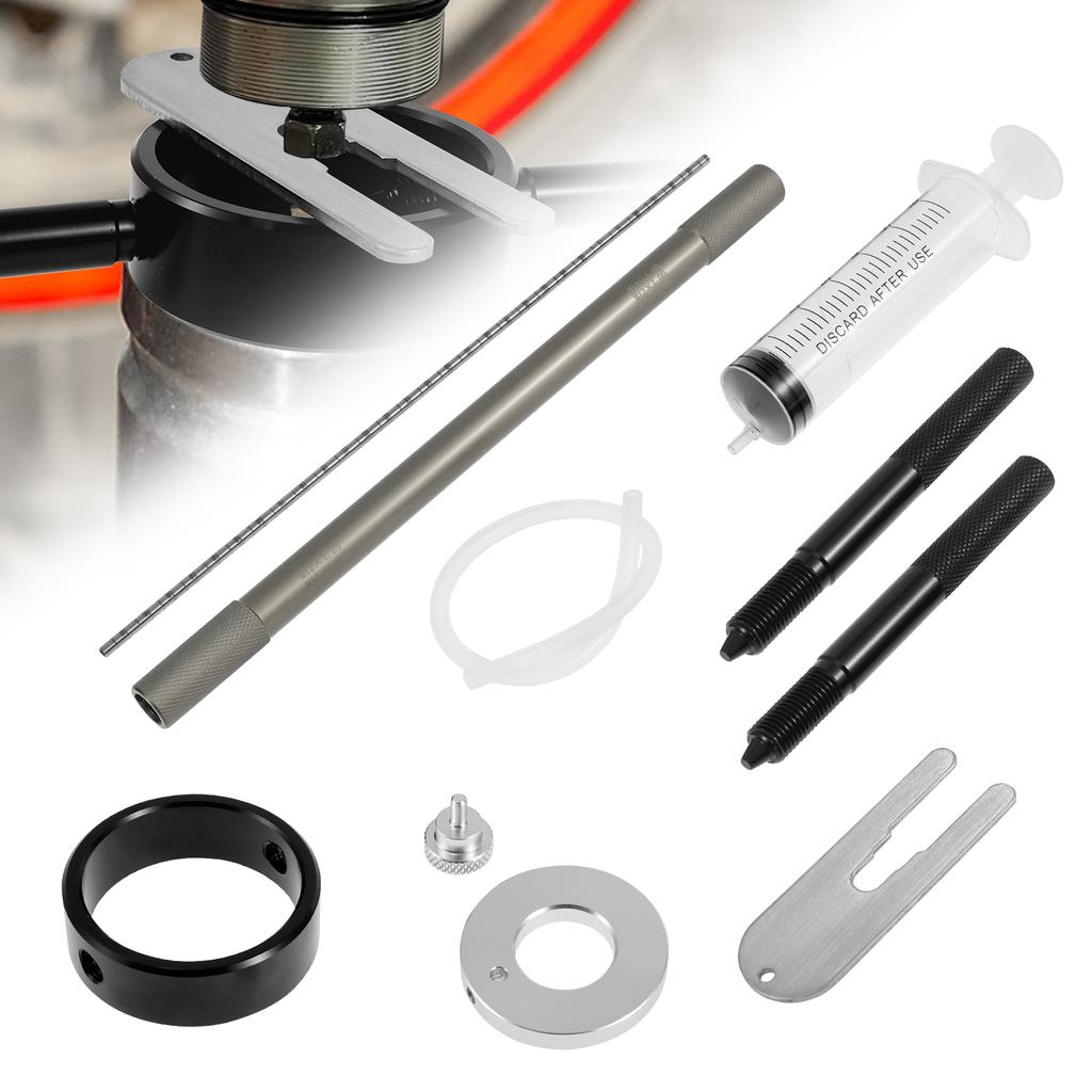 Универсальный набор инструментов для обслуживания вилки мотоцикла 3-в-1 с инструментом для проверки уровня масла в вилке/компрессором пружины/инструментом для стравливания штока амортизатора