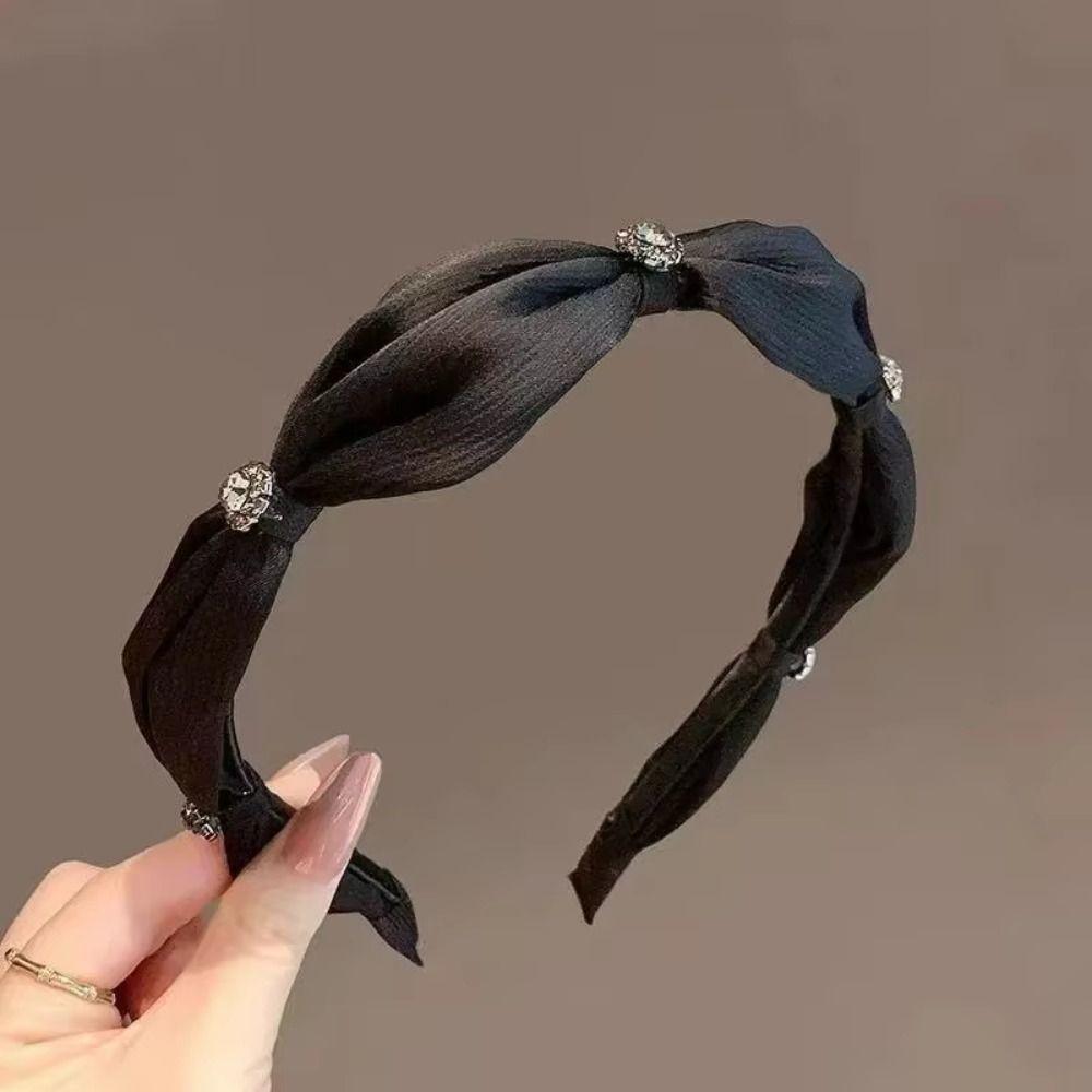 Diamond Encrusted Anti Slip Hairband Handmade Elegant Hair Clip Satin Hairband For Women