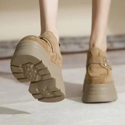 Модная женская обувь 2025 Высокое качество Ремешок с пряжкой Женские туфли на высоком каблуке Модные туфли-лодочки с круглым носком Женские Горячая распродажа Однотонные туфли на платформе