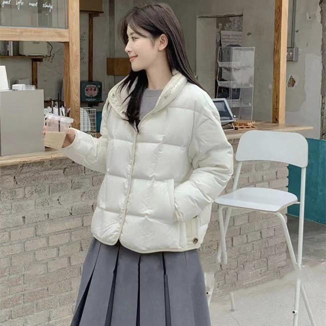 Пуховик женский короткий 2024 новый укороченный корейский вариант легкий и тонкий воротник стойка свободный однобортный маленький 90-флисовый жакет