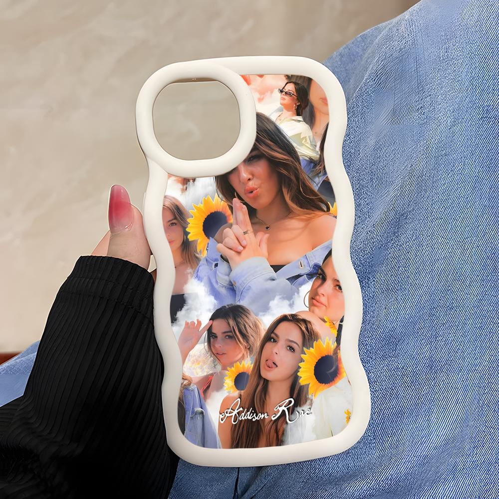 Чехол для мобильного телефона Addison Rae для iPhone 17 16 15 14 13 12 11 Air Pro Max Plus Волнистый край ТПУ Цветная Обложка Обложка Красивый Роскошный