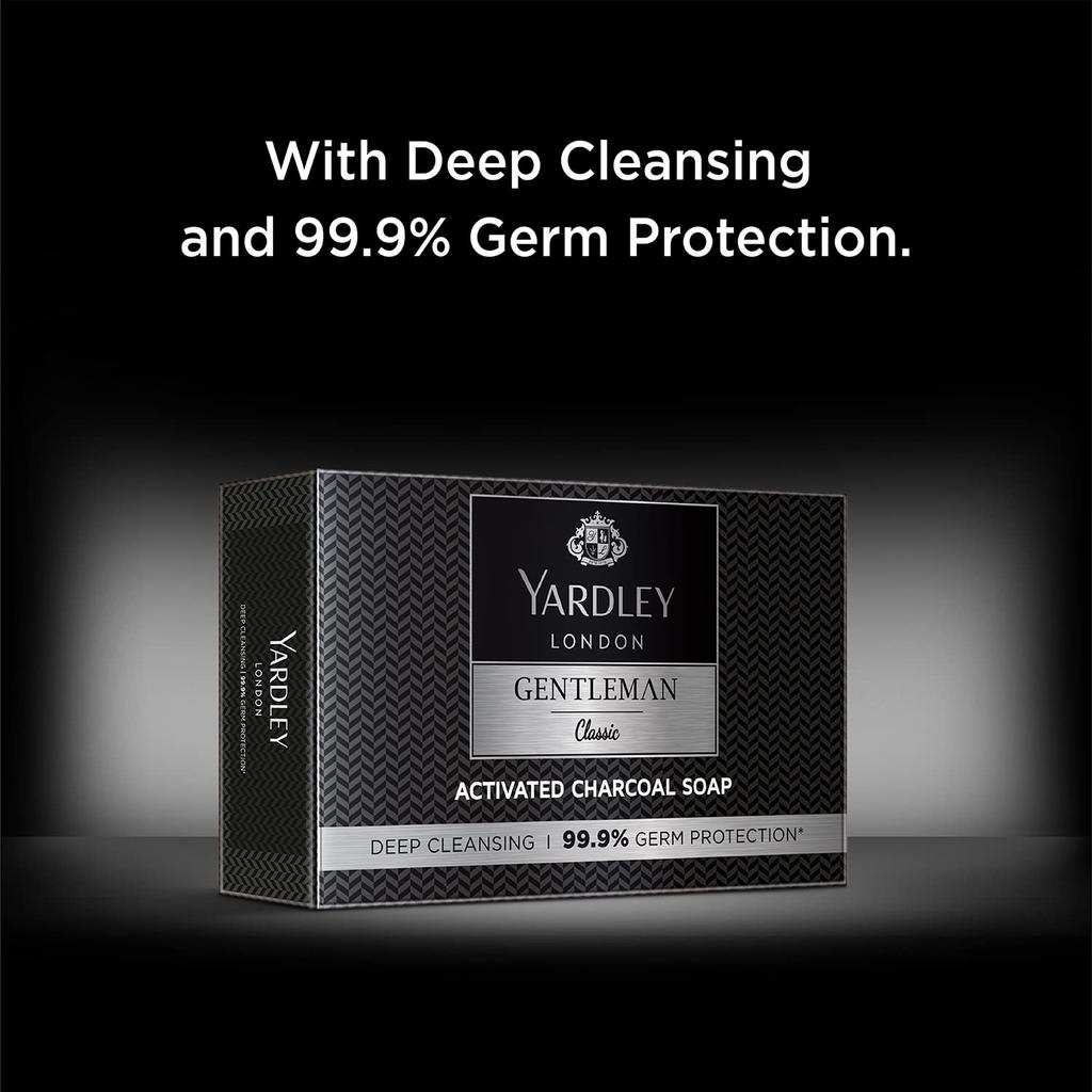 Yardley London Классическое мыло Gentleman с активированным углем, защита от микробов на 99,9% и глубокое очищение кожи — набор из 4 шт. (по 100 г)