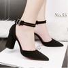 Модные туфли на высоком каблуке с квадратной пряжкой для женщин 2024 года, новые туфли с острым носком и неглубоким толстым каблуком для женщин Tacones Para Mujer, горячая распродажа