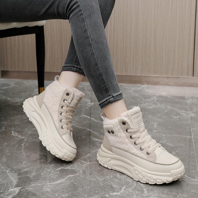 Зимняя женская обувь, женские кроссовки на шнуровке, зимние ботильоны, непромокаемая теплая женская обувь на платформе