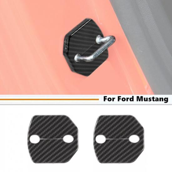 For 2015-2025 Ford Mustang Carbon Car Door Lock Striker Buckle Cover Decor Trim