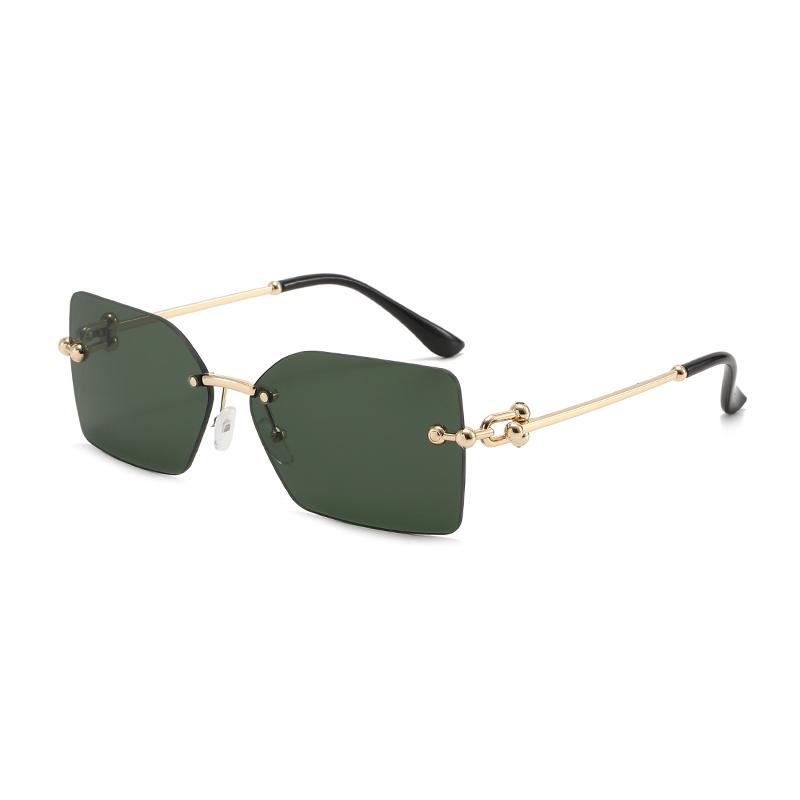 New square metal frameless sunglasses for men and women fashion trendy outdoor sunscreen sunshade glasses