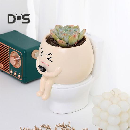 Горшок для растений Face Resin Buddy on Toilet Flowerpot Настольный декор Суккулентный горшок для домашнего офиса Комнатные растения Подарок любителям растений