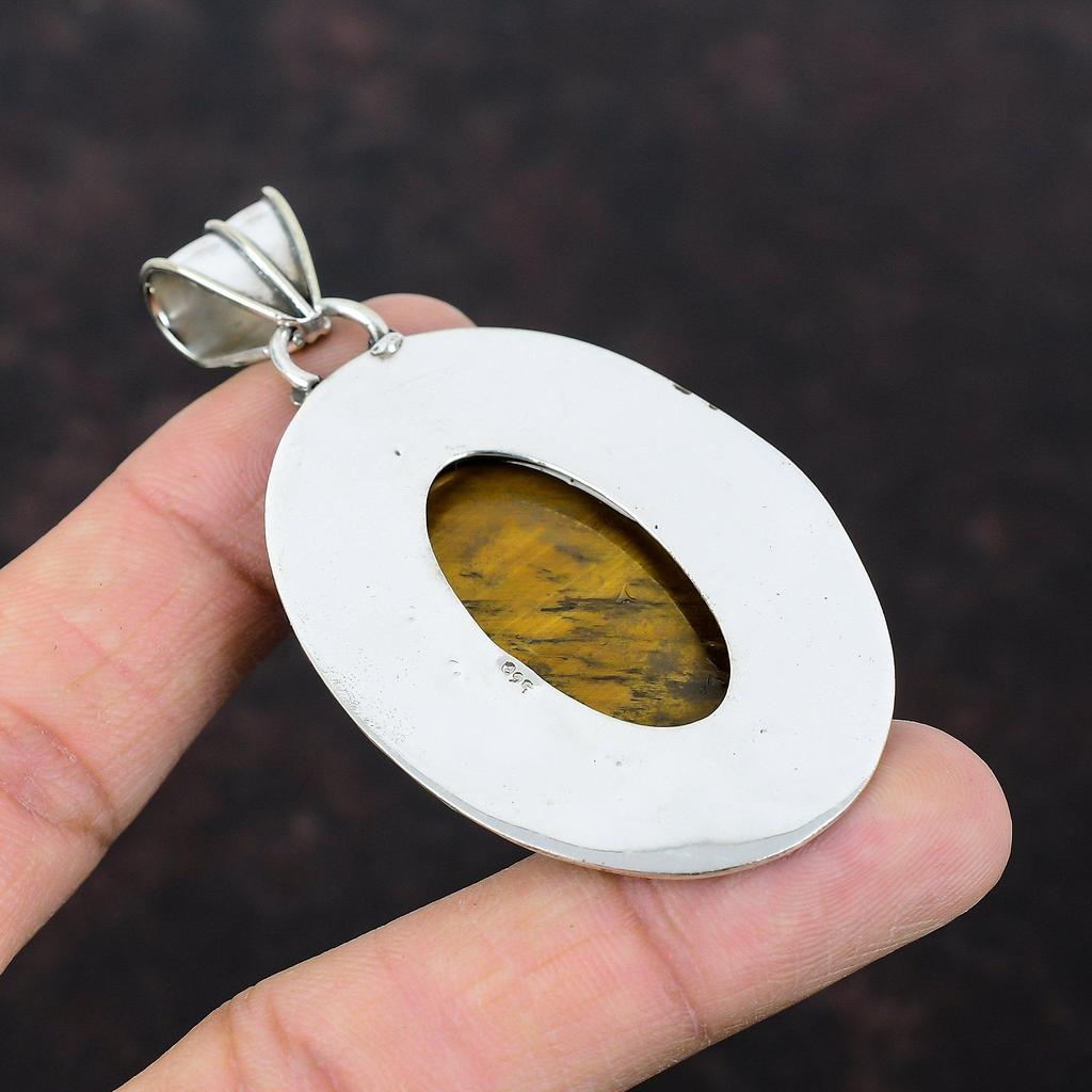 Tiger's Eye Pendant Handmade Unique Design Jewelry 925 Sterling Silver Pendant Vintage Jewelry Genuine Gemstone Pendant For Engagement Gifts