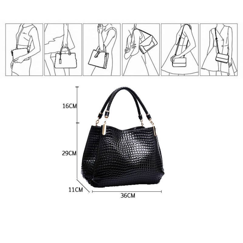 Женские сумки через плечо Кожаная сумка-тоут с крокодиловым узором