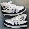 All-match Black White Lovers Casual Shoes Flat Bottom 2024new Fashion Simple Color Matching Sports Board Shoes Female Autumntime