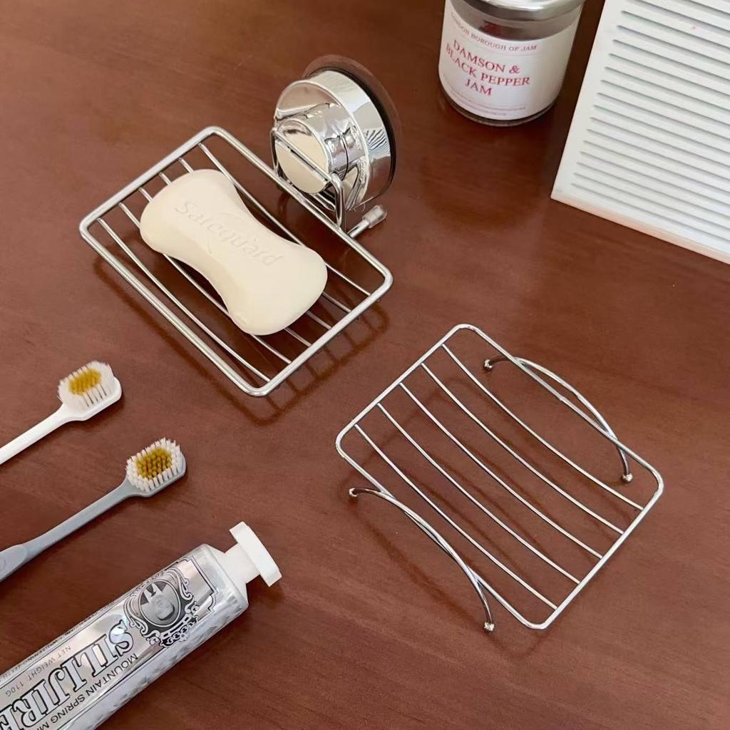 Мыльница на присоске, без сверления, настенная, дренажная полка, держатель для мыла в ванной комнате, органайзер из нержавеющей стали с решеткой для дома, ванной комнаты