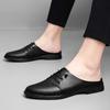 Fashion Genuine Leather Mules Footwear Breathable Slip On Walking Shoes New Flats Men Comfortable Half Slippers Male Casual Moccasins