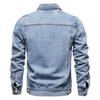 Solid Color Slim Fit Cotton Lapel Single Breasted Men Spring Denim Jacket Fashion Motorcycle Casual Jeans Coat Outerwear