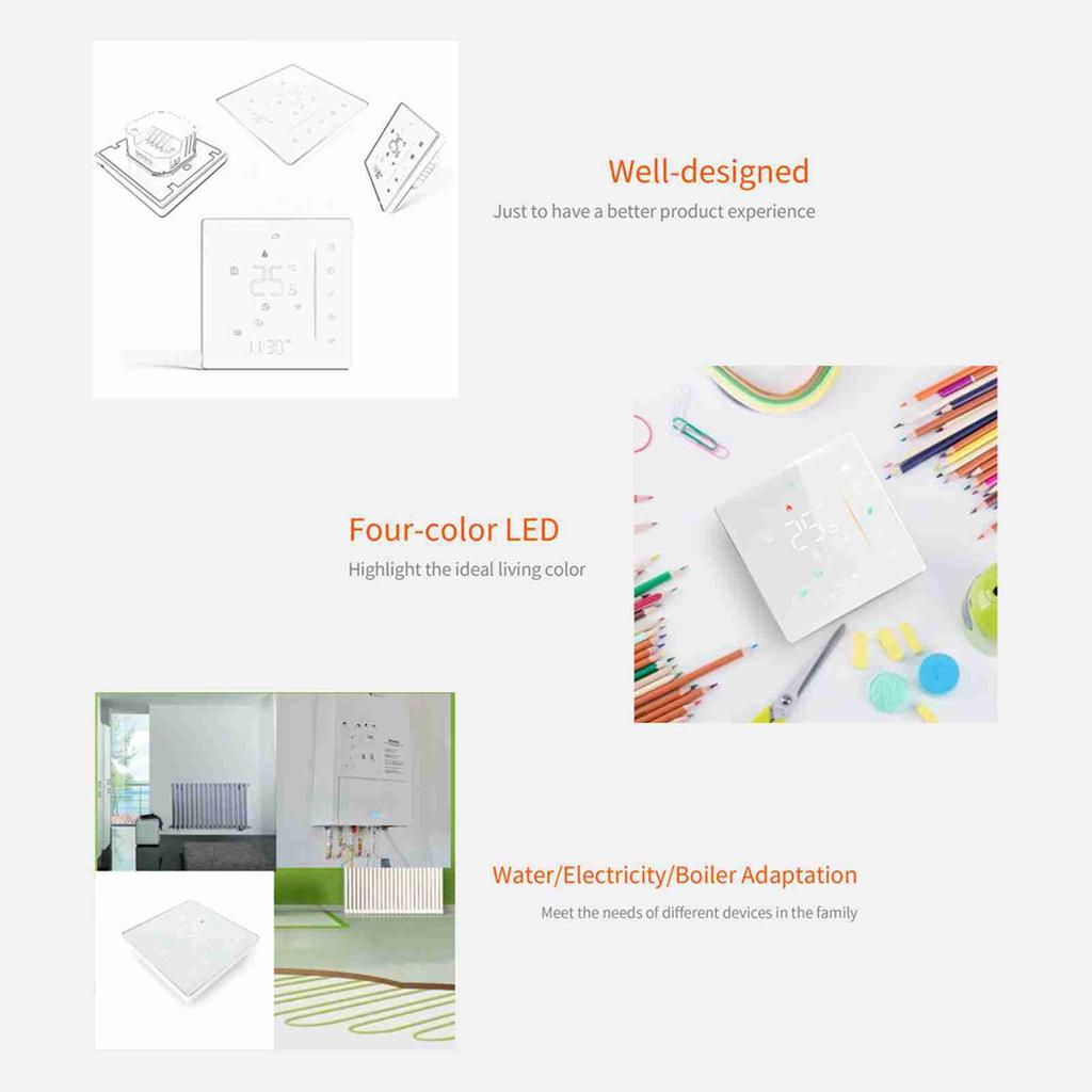 Умный термостат WiFi, регулятор температуры, еженедельное программирование, поддержка сенсорного управления, мобильное приложение, голосовое управление