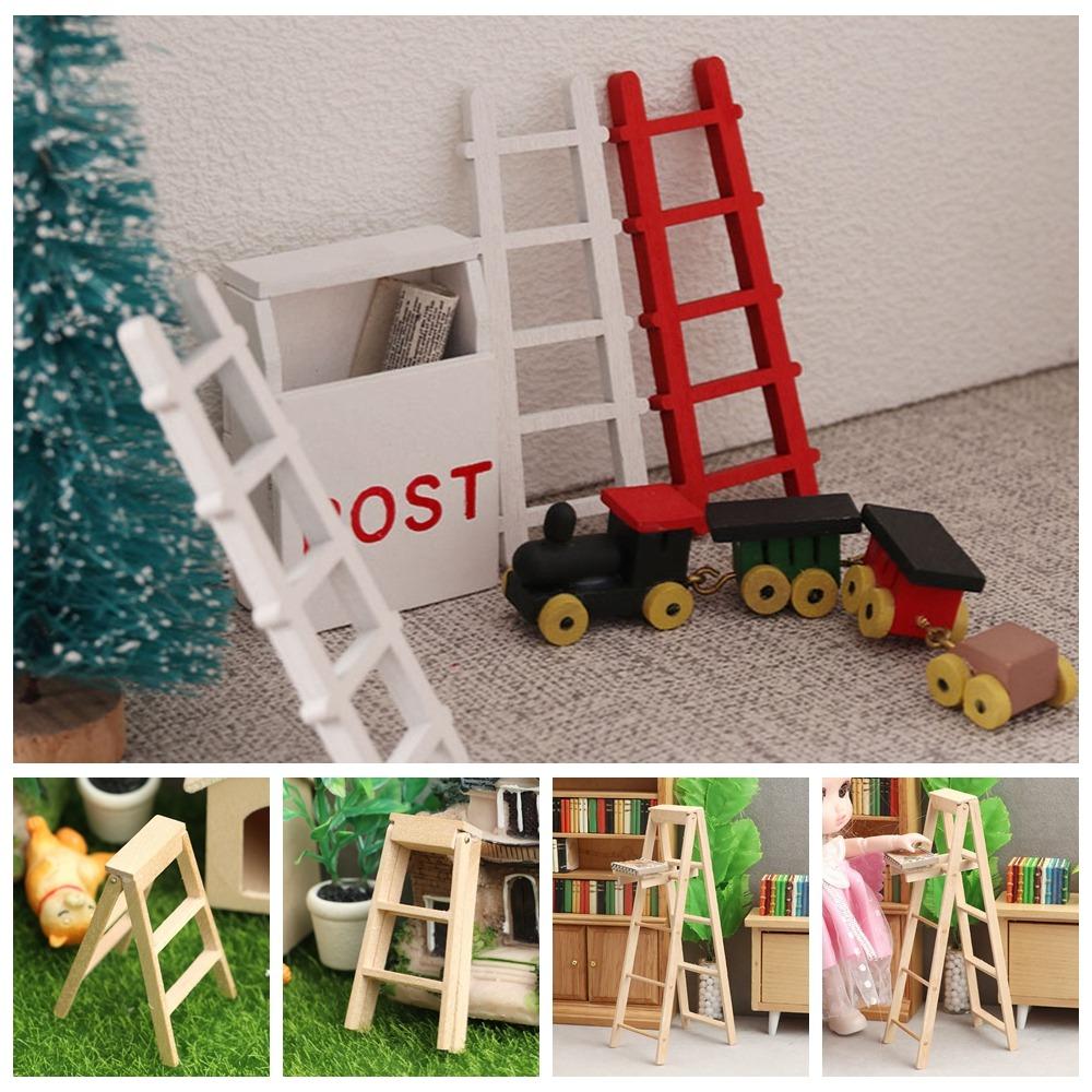 Wooden Wooden Ladder Dollhouse Miniature Model Creative Figurine Stairs Toys  Pretend Play Toys