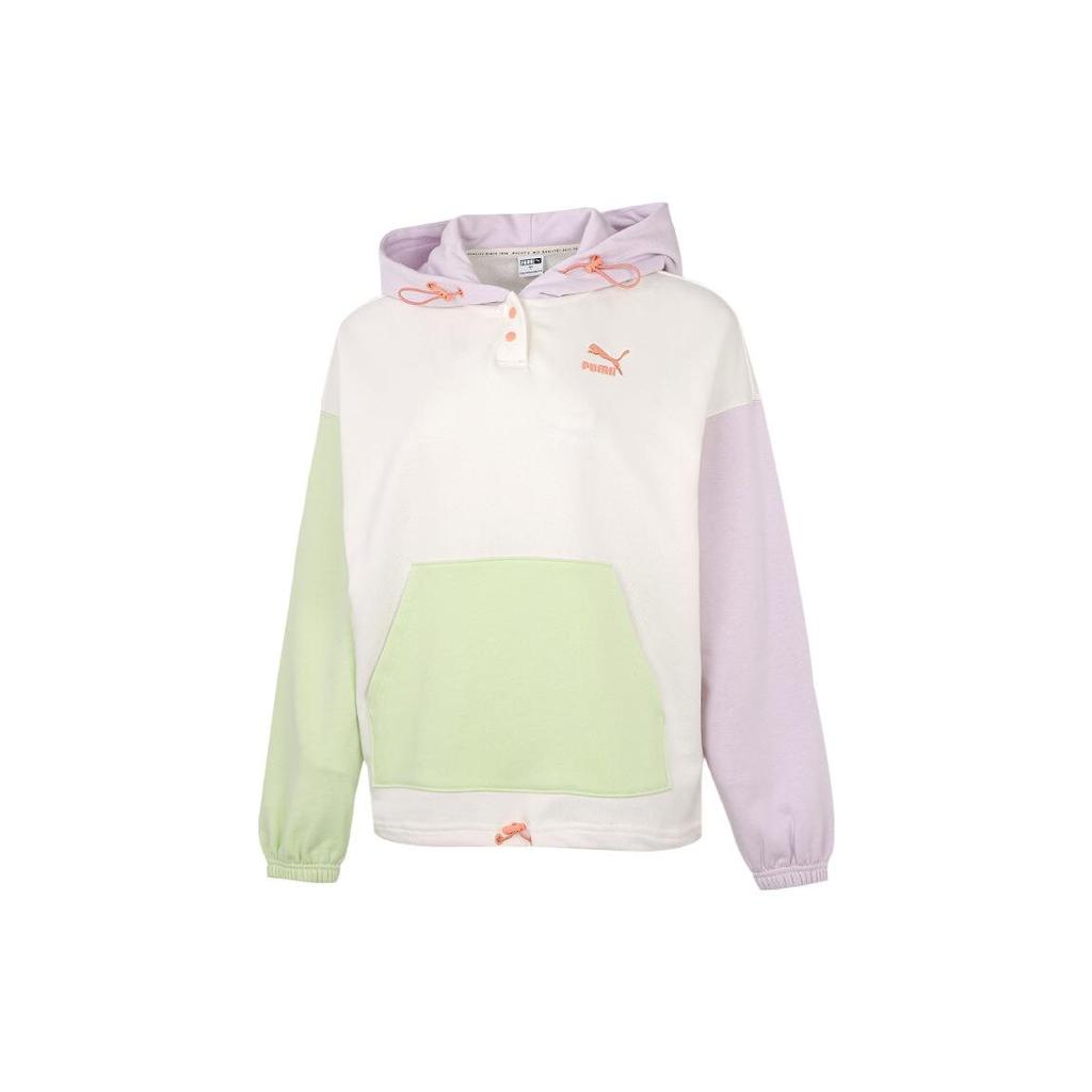 Puma Color Block Running Training Casual Hoodie Jacket Women Tops White 535180-99